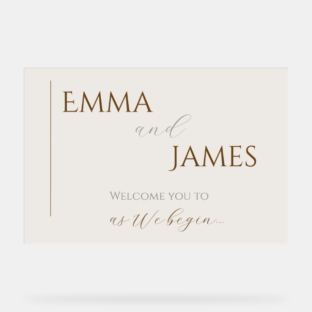 Minimalist Modern Wedding Invitation Acrylic Sign (Front)