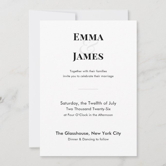 Minimalist Modern Wedding Invitation with QR Code (Front)
