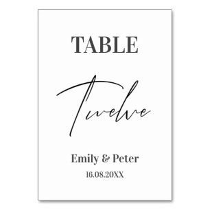 Minimalist Modern WEDDING Party Number TWELVE Table Number