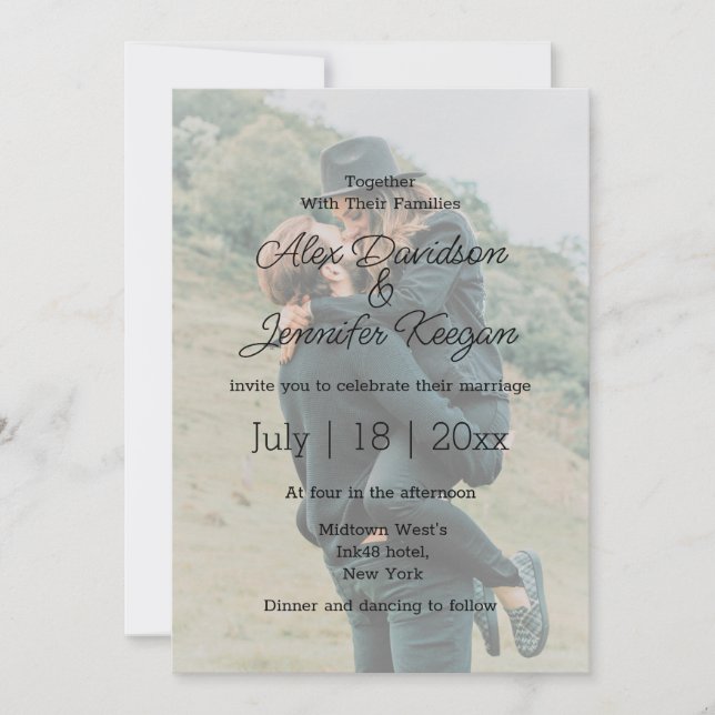 minimalist modern wedding  photo overlay invitation (Front)