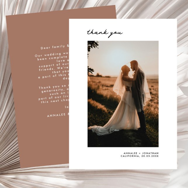 Minimalist Modern Wedding Photo Thank You Mocha (Creator Uploaded)