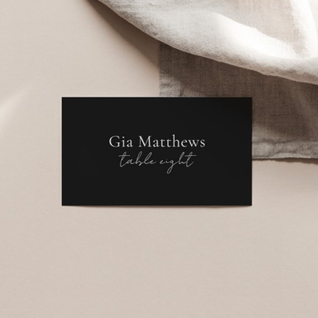 Minimalist Modern Wedding Place Card in Black (Creator Uploaded)