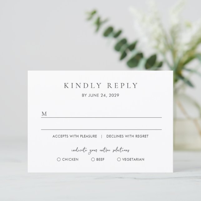 Minimalist Modern Wedding RSVP Card (Standing Front)