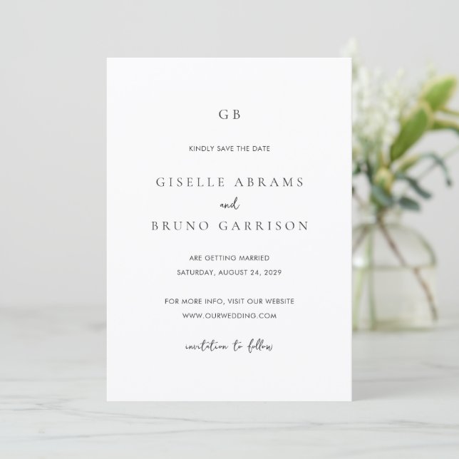 Minimalist Modern Wedding Save The Date (Standing Front)