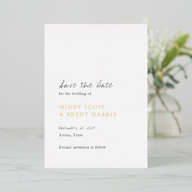 Minimalist Modern Wedding Save the Date (Standing Front)