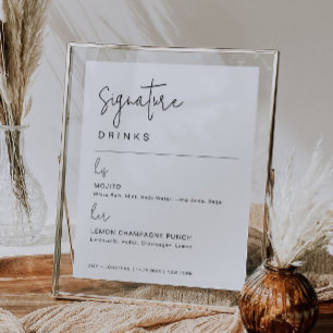 Minimalist Modern Wedding Signature Drinks Sign