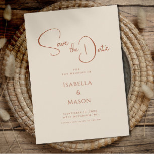 Minimalist Modern Wedding Terracotta  Save The Date