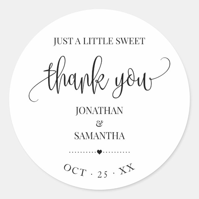 Minimalist modern wedding thank you favour classic round sticker (Front)