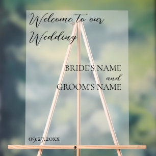 Minimalist Modern Wedding Welcome Frosted White Acrylic Sign