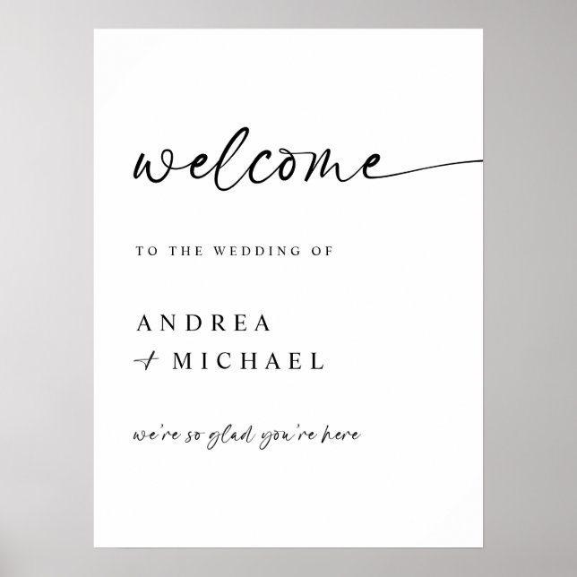 Minimalist Modern Wedding Welcome Sign Handwriting (Front)