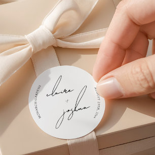 Minimalist Modern & Whimsical Script Classic Round Sticker