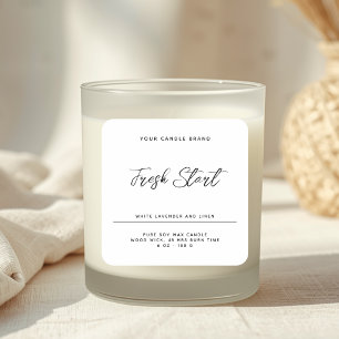 Minimalist modern white black candle product label