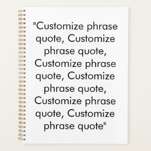 Minimalist modern white black custom text quote planner