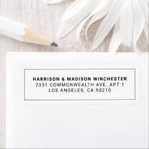 Minimalist modern white black frame return address