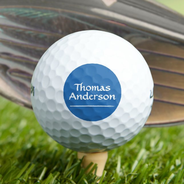 Minimalist Modern White on Blue Golf Balls (Creator Uploaded)