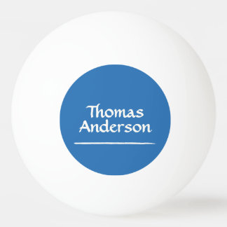Minimalist Modern White on Blue Ping Pong Ball
