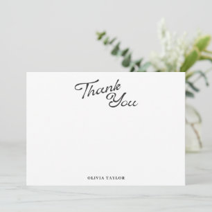 Minimalist Modern White Retro Script Baby Shower Thank You Card
