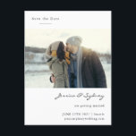 Minimalist Modern White Script Photo Save The Date Postcard<br><div class="desc">Minimalist Modern Script Wedding Save the Date Postcard with Your Photo on a White Background</div>