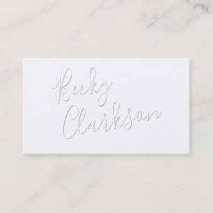 Minimalist Modern White Shadow Handwritten Script Business Card