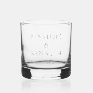 Minimalist Modern White Simple Wedding Custom Whiskey Glass