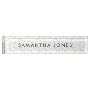 Minimalist Modern White Terrazzo Nameplate