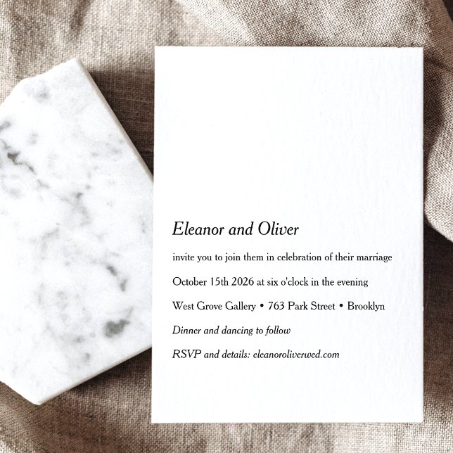Minimalist Modern White Typography Boho Wedding Invitation (Creator Uploaded)