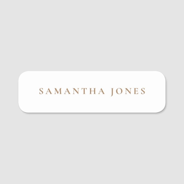 Minimalist Modern White Wedding Name Tag (Front)