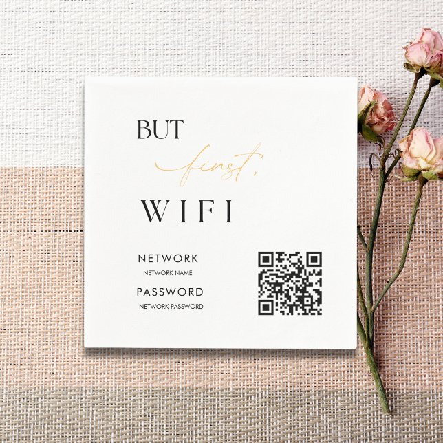 Minimalist Modern WiFi Password Wedding Sign Napkin (Creator Uploaded)