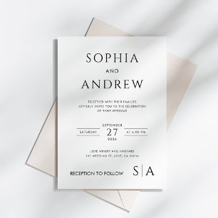 Minimalist Modern With Monogram Wedding Invitation
