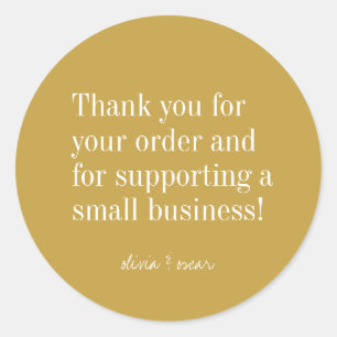 Minimalist Modern Yellow Editable Thank You Classic Round Sticker