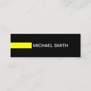 Minimalist Modern Yellow Elegant Black Mini Business Card