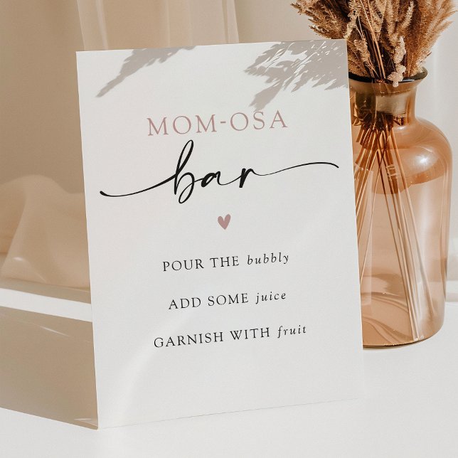 Minimalist Momosa Bar Cocktail Menu Baby Shower Pedestal Sign (Creator Uploaded)