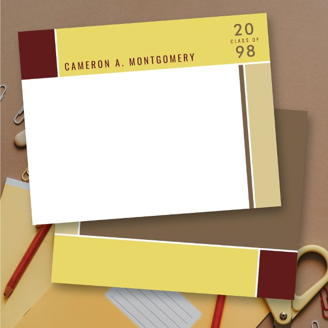 Minimalist Mondrian Modern Colour Blocks Graduatio Thank You Card (Minimalist Mondrian Modern Color Blocks Simple Graduation Thank You Stationery Note Card @ Zazzle)