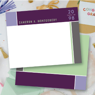 Minimalist Mondrian Modern Colour Blocks Graduatio Thank You Card