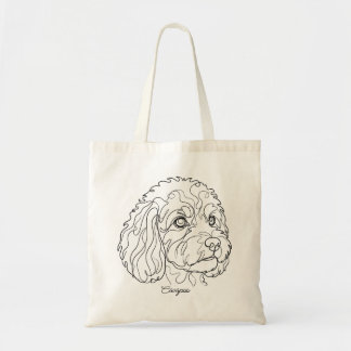 Minimalist Monochrome Cavapoo Cavoodle Line Art Tote Bag