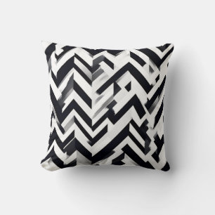 Minimalist Monochrome Chevron Pattern Throw Pillow