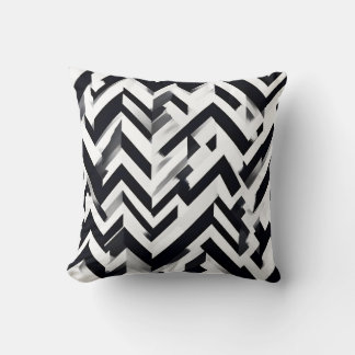 Minimalist Monochrome Chevron Pattern Throw Pillow