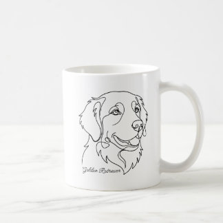 Minimalist Monochrome Golden Retriever Line Art Coffee Mug