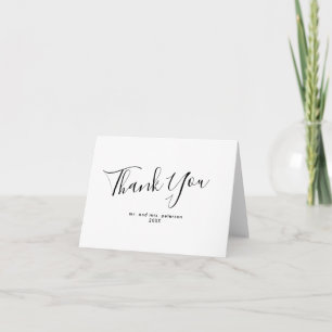 Minimalist Monochrome Wedding Thank You Card