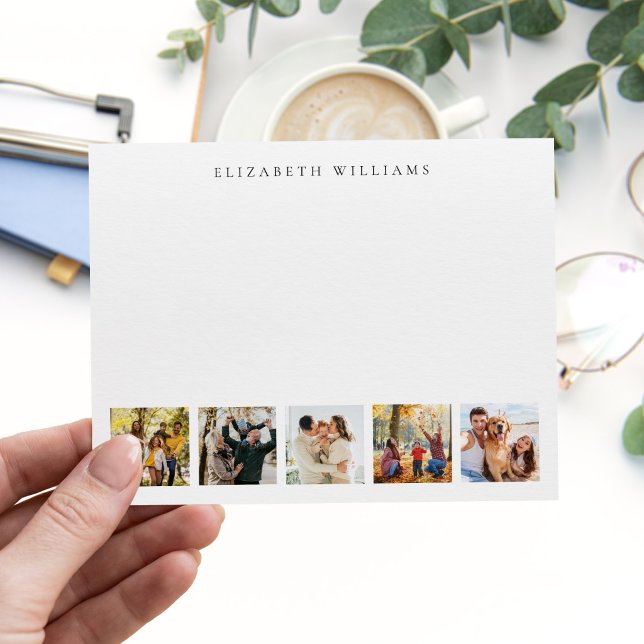 Minimalist Monogram 5 Photo Collage Card (Creator Uploaded)