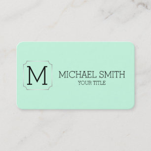 Minimalist Monogram Aero Blue Background Business Card