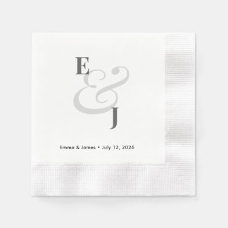 Minimalist Monogram | Ampersand Wedding Cocktail Napkin