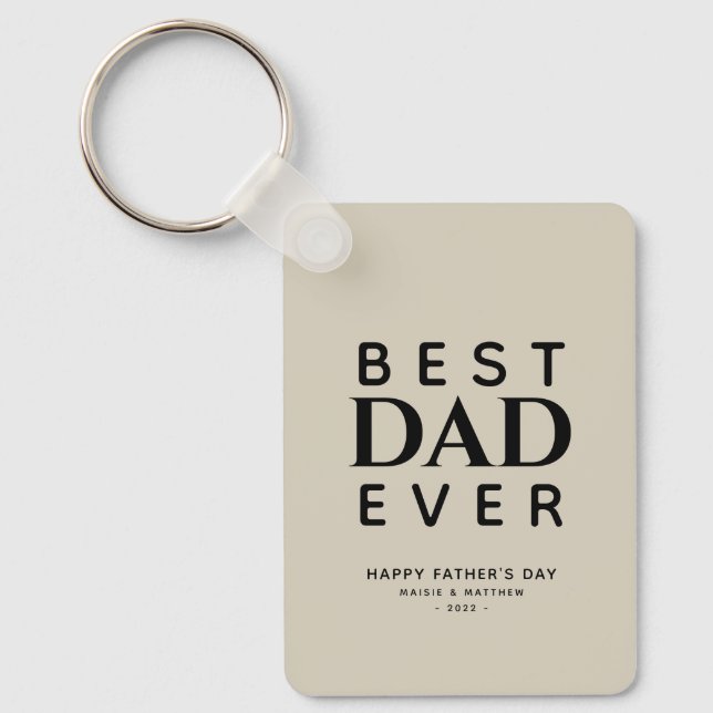 Minimalist Monogram Best Dad Ever  Key Ring (Front)
