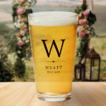 Minimalist Monogram Best Man Glass<br><div class="desc">Monogrammed beer glass for your best man with his initial atop his name in a simple,  minimalist design.</div>