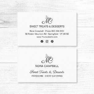 Minimalist Monogram Black Social Media Icons Business Card