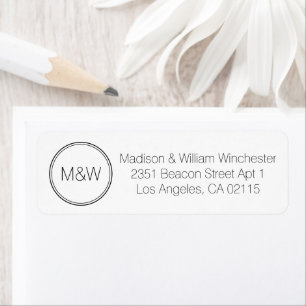Minimalist monogram black white circle simple chic