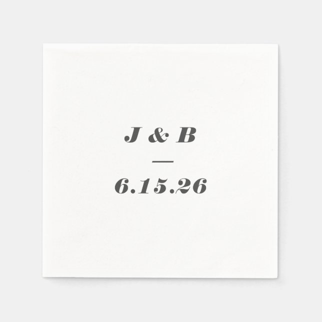 Minimalist Monogram Black White Custom Wedding   Napkin (Front)