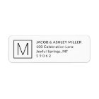 Minimalist Monogram Black & White Return Address
