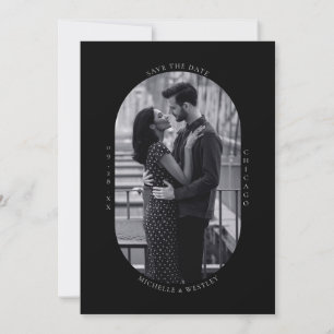 Minimalist Monogram Black & White Wedding Photo Save The Date