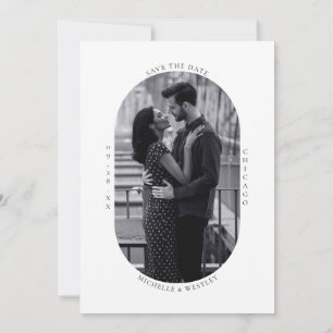 Minimalist Monogram Black & White Wedding Photo Save The Date